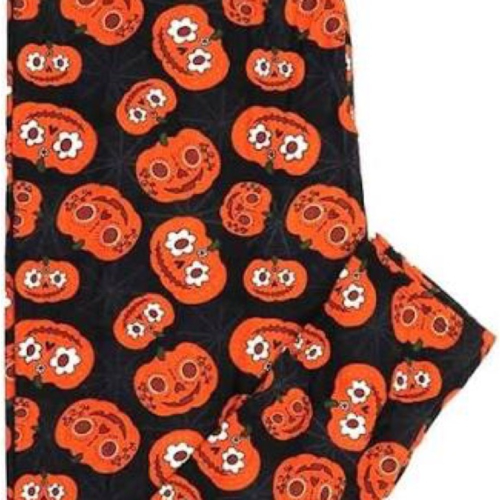 LuLaRoe Halloween Pumpkin Leggings - Black and Orange